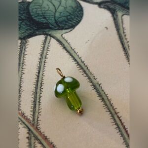 Mini Green Glass Mushroom Pendant